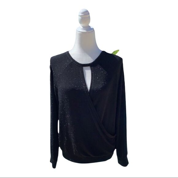 Rachel Rachel Roy Black Sparkly Long Sleeve Blouse - Picture 1 of 5